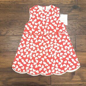 NWT Rachel Riley Red Hearts Scalloped Shift Dress